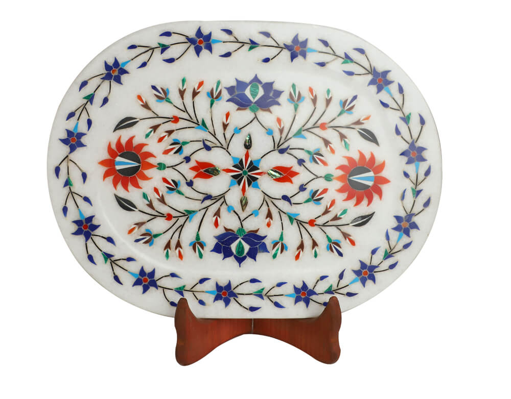 Marble Designer inlay oval Plates (HSN Code 6802) VandituHub
