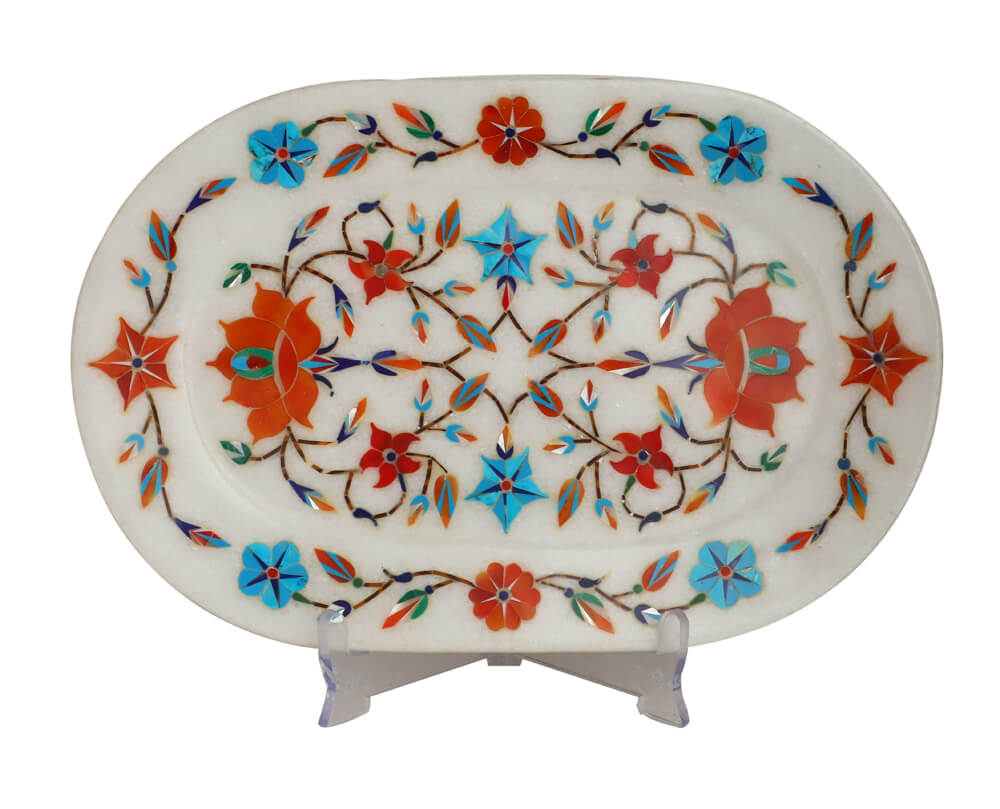 Marble Inlaid oval shaped Plates (HSN Code 6802) VandituHub