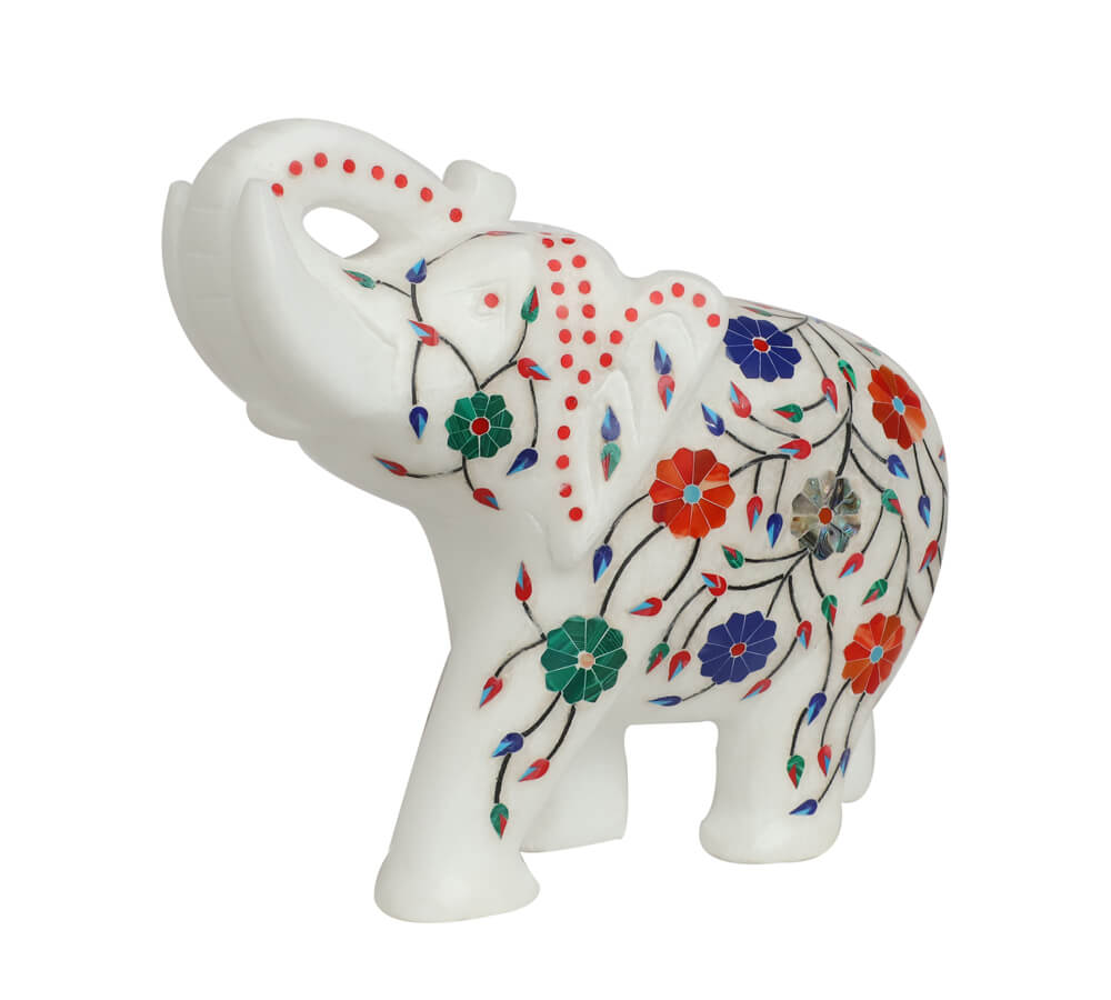 Marble Inlay Elephant Sculptures - VandituHub