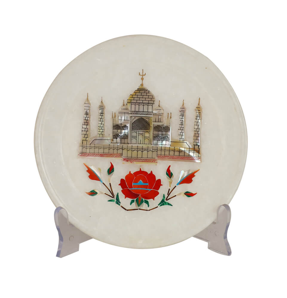 Marble Plates with Taj inlay work (HSN Code 6802) VandituHub
