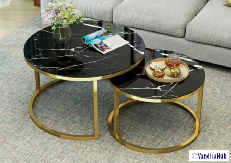 Stylish Golden Metallic black marble round multi color Multi use