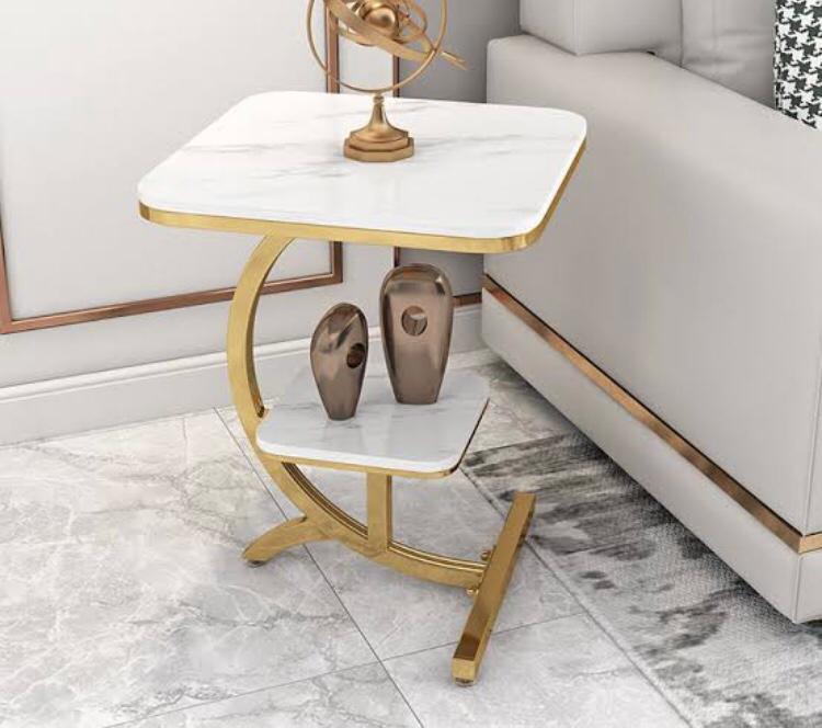 Suspended style Golden Metallic sofa side & corner display table (HSN
