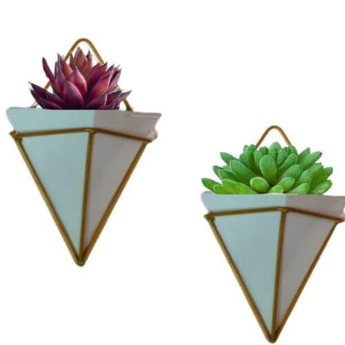 vandituhub triangler metal wall hanging planter with holder