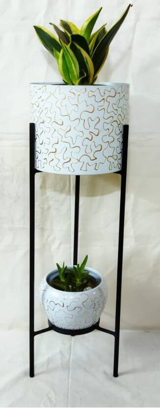 Iron two pot stand with pots (HSN Code 7323) - VandituHub