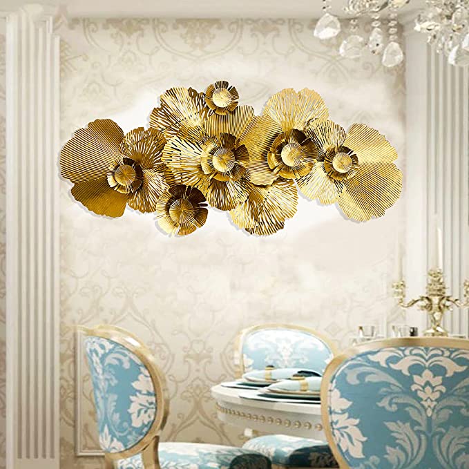 Metal Wall Art Floral Golden (HSN Code 7326) VandituHub