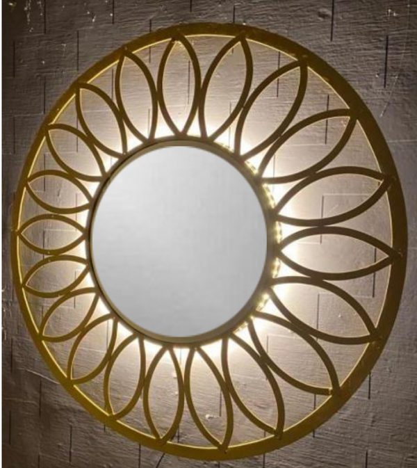 VandituHub Decorative Wall Mirror Embosed Golden floral frame with back