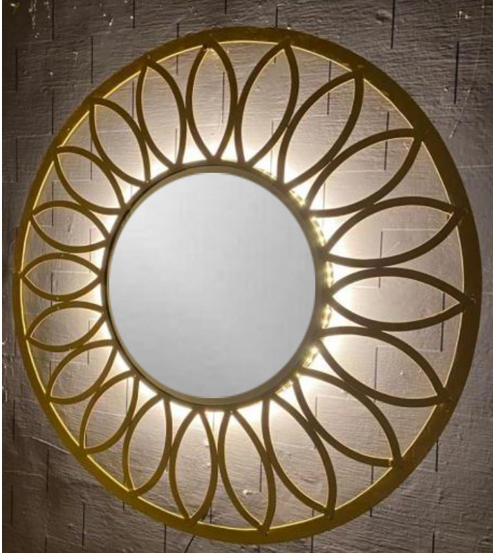 VandituHub Decorative Wall Mirror Embosed Golden floral frame with back