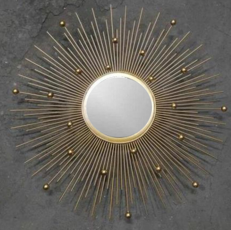 VandituHub Decorative Wall Mirror Designer Sun Rays pattern with golden