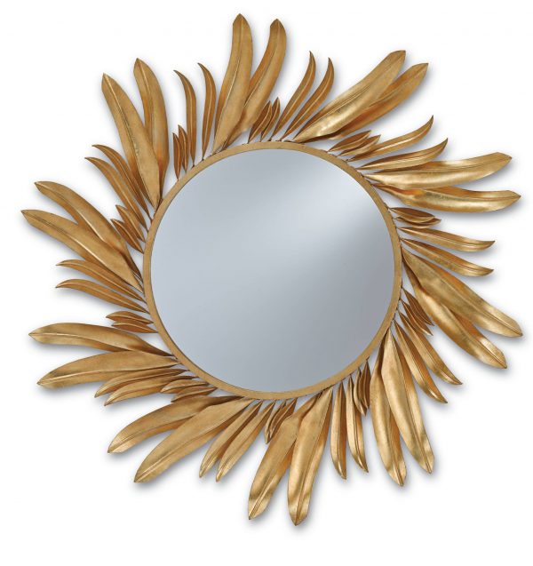 VandituHub Decorative Wall Mirror Sun Rays Golden Leafy design frame