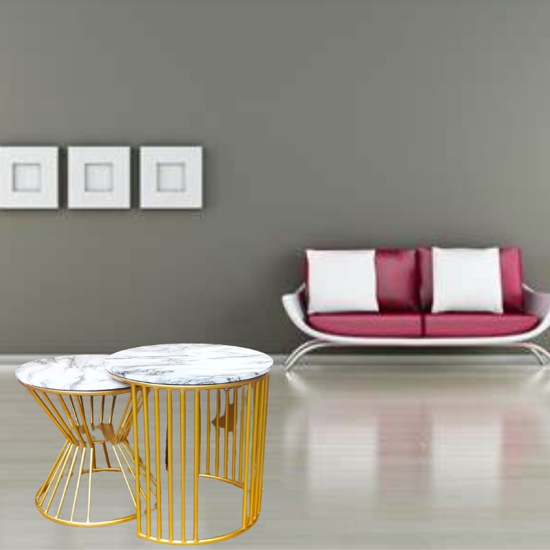 Stylish Golden Metallic round Nesting Multi use table (HSN Code 7326