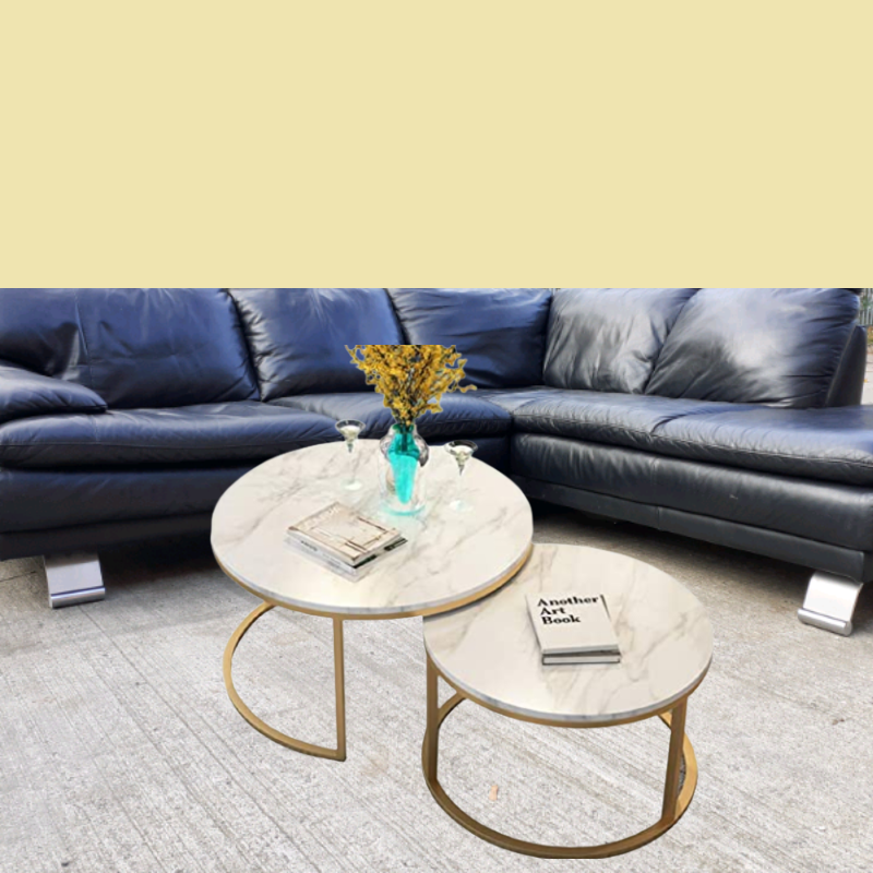 Stylish Golden Metallic round Nesting Multi use table (HSN Code 7326