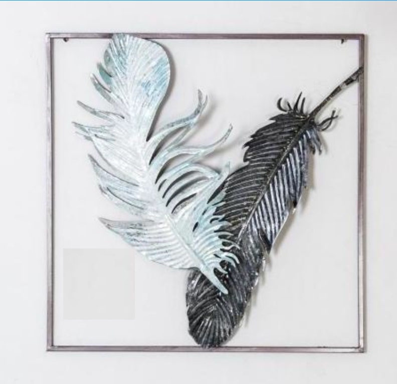 Buy VandituHub Metalic Bird Feather Modern Framed Wall Hanging
