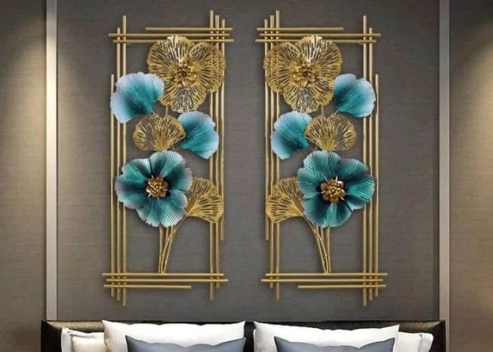 Buy Golden Metal 2 Panel framed Metal Wall Art Vandituhub