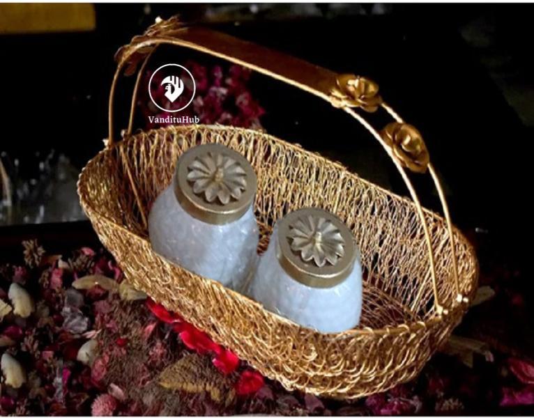 Buy Best Quality Golden Metal Gift Basket Hamper VandituHub