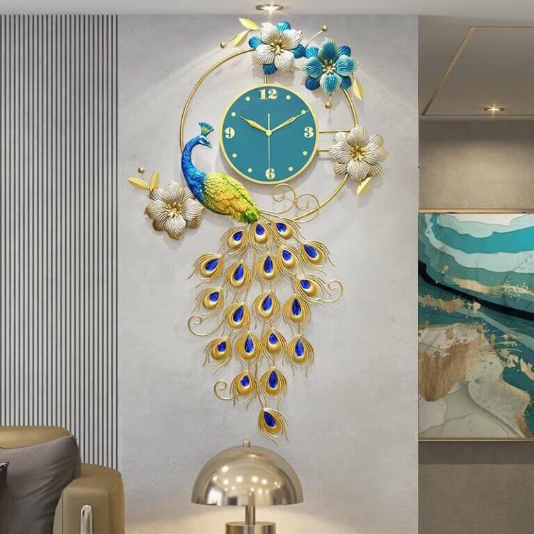 Designer Metal Peacock Wall Clock Art VandituHub