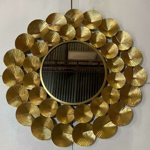 VandituHub Decorative Wall Mirror 3 layer golden leave with sun ray